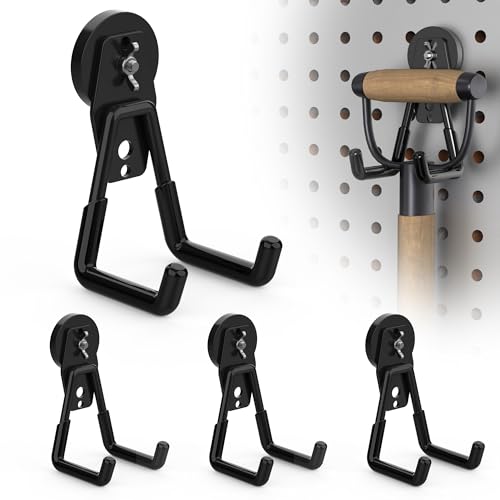 4 Pack Large Magnetic Hooks Heavy Duty Extra Strong Magnetic Garage Hooks Big NdFeB Industrial Magnet Hooks Magnetic Utility Storage Holder Organization with Anti-Slip Coating for Hanging Garden Tool - color: 1.6in Magnet-4 Pack-Black