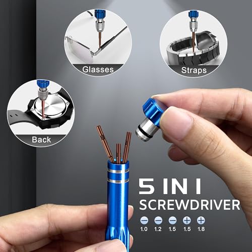 JOREST Watch Repair Kit for Battery Replacement & Link Removal, Resizing &Opener, Watch Repair and Cleaning Screwdriver Set, Wrench Back Remover, Spring Bar Tool