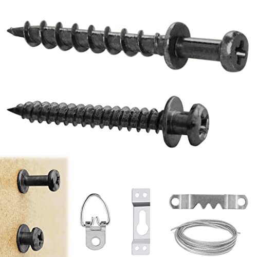 50 Pcs 2 Size Bear Claw Double Headed Hangers Screws Nails for Wall Hanging - size: Black Zinc mix