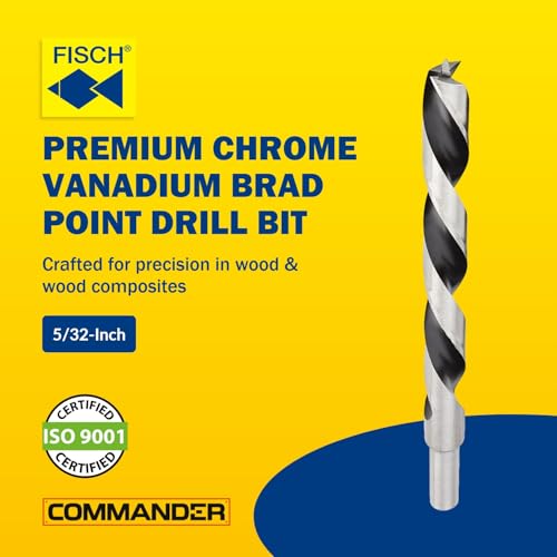 Chrome-Vanadium Brad Point - Ground Wood Drill Bit Woodworking - 5/32 Inch | Chrome-Vanadium Brad Point Ground Wood Drill Bit, Wood Drill Bit, Precision Drilling for Woodworking, DIY & Professional Use - size: 5/32 in