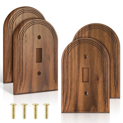 DoubleFill 4 Pcs Walnut Wood Switch Cover,13 * 8.2cm,Arch Single Toggle - color: Arch Single Toggle, size: 13 x 8.2 cm