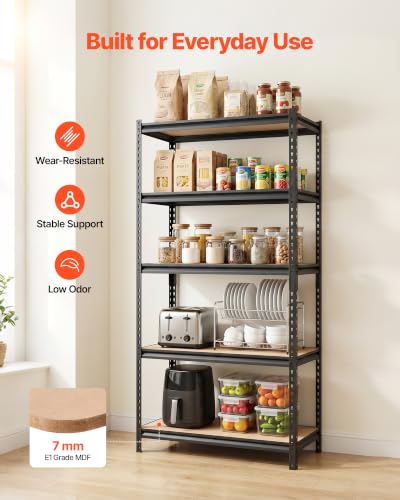 VEVOR Storage Shelves, 5-Tier Adjustable, 2000 lbs Capacity, Heavy Duty Garage Storage Shelving Unit, Metal Utility Rack Shelf, for Garage Warehouse Basement Kitchen, 36.34" W x 18.07" D x 71.38" H - size: 18.07" D x 36.34" W x 71.38" H
