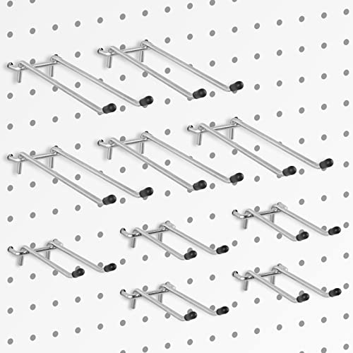 Pegboard Hooks, 10Pack 4" 6" Dual Arm Peg Board Heavy Duty Hangers (Silver) - color: Silver