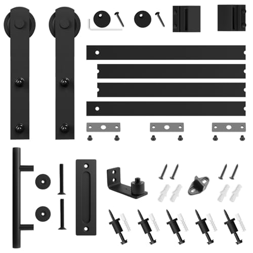 SMARTSTANDARD 5.5 FT Heavy Duty Sturdy Sliding Barn Door Hardware Kit,Black - size: 5.5 Feet