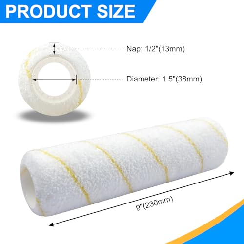 Great Andrew 3 PCS Paint Roller Covers 9 Inch, 1/2" Nap Microfiber - size: 3 PCS, 9"
