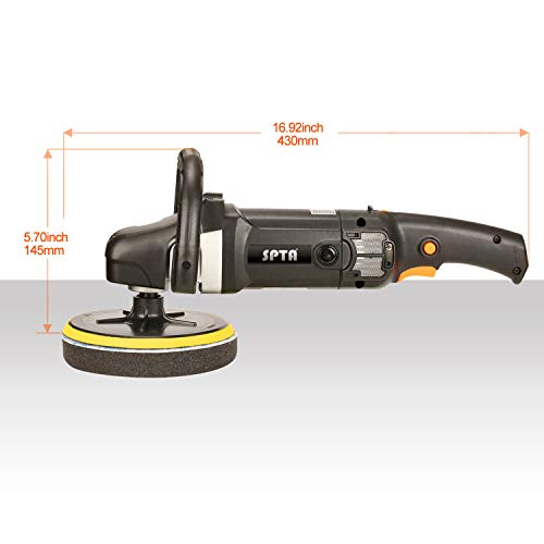 Buffer Polisher, SPTA 7 Inch 180mm Rotary Polisher Car Polisher Electric Polisher RO Polisher & Polishing Pads Set for Auto Buffing and Polishing