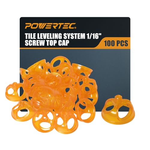 POWERTEC Tile Leveling System Patent-Pending Reusable Ergonomic Twist Caps for Threaded Spacer Clip, Screw Top Caps for Spacing and Leveling Tiles 100 Pieces (72108) - color: Caps, 100 PK