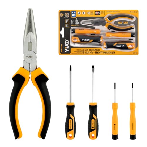 5-Piece CR-V Tool Set, Needle Nose Pliers & Magnetic Screwdrivers