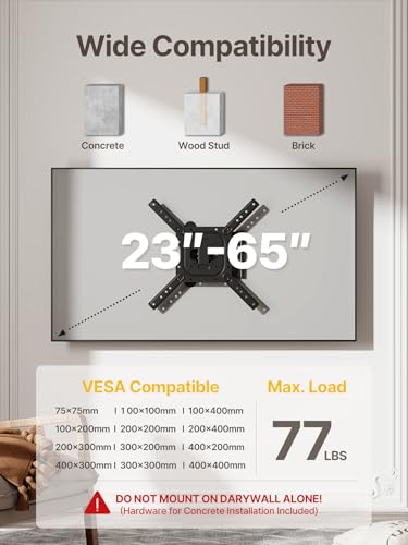monTEK Full Motion TV Wall Mount Bracket for 23-65 Inch TVs up to 77 lb - size: 23"-65" Full Motion