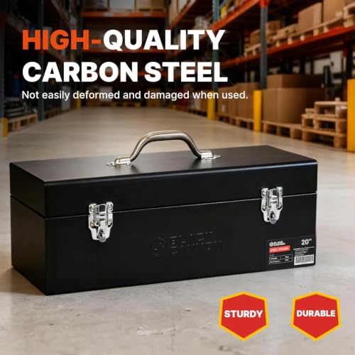 Black Canyon Tool Box,Portable & Padlockable, Sturdy & Durable toolbox, Ideal for Trailer, Mechanic, DIY-ers, Car, Workshops, Garages, Repair Shops (20 IN) - size: 20 IN/MTL