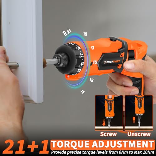 Enertwist 8V Cordless Electric Screwdriver Set with 1.5Hr Fast Rechargeable - style: 82PCS 8V ORANGE PRO