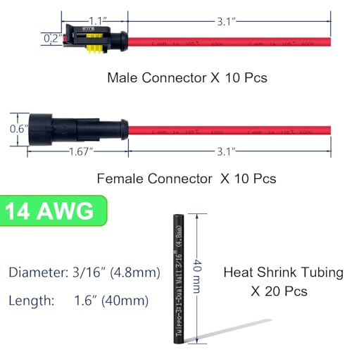 14 AWG 1 Wire Connector 1 Pin Waterproof Automotive Electrical Connectors - size: 1pin/10set