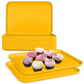 Plastic Serving Trays, 12 Pack Cafeteria Trays Plastic Fast Food Tray for DIY Projects, Painting, Beads, Organizing Supply, 9.4 X 6.7 X 0.6 Inches (Yellow) - color: Yellow