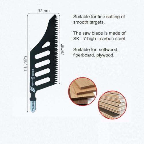 Special Wood T142HB Jigsaw Blades, Black, Steel Construction, Special-Shaped Design for Wood Cutting, 5 Pack