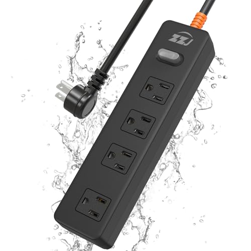 Outdoor Power Strip Weatherproof, 6FT Extension Cord with 4 Outlets - size: 6FT