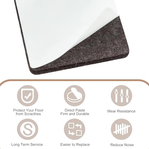 12Pcs Square Felt Furniture Pads, Self Adhesive Square Furniture Felt Pad 2 inch x 2 inch Cuttable Anti Scratch Floor Protectors Surface Protector for Hardwood Cabinet Laminated Floor Tile