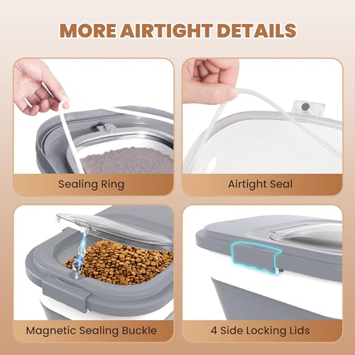 23-25Lbs Airtight Dog Food Storage Container,Collapsible Dog Food Container - color: Grey/25 LBS