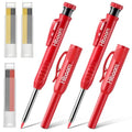Hiboom 2 Pack Carpenter Pencils with Pencil Cap and 18 Refills, Red - color: Red