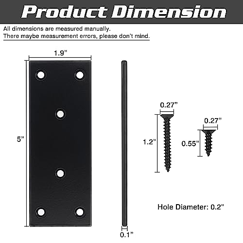 2 Pack Stainless Steel Flat Straight Brace Brackets, Double-Wide Metal Plate, Durable & Anti-Rust for Furniture Fastening & Fixing, Great for DIY Woodworking(48*128) - size: 1.9"×5"/48x128mm
