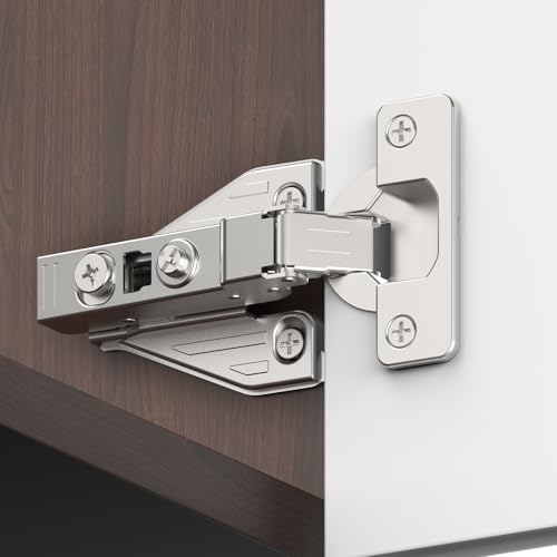 Chibery 1/8", 1/4", 5/16" Overlay Soft Close Concealed Hinge for Face Frame Door ＆ Frameless Door, 3D Clip-on Plate, Self Closing Hidden Satin Nickel, 105° Angle, H=3, Half Overlay, 20 Pack - size: H=3, Half Overlay