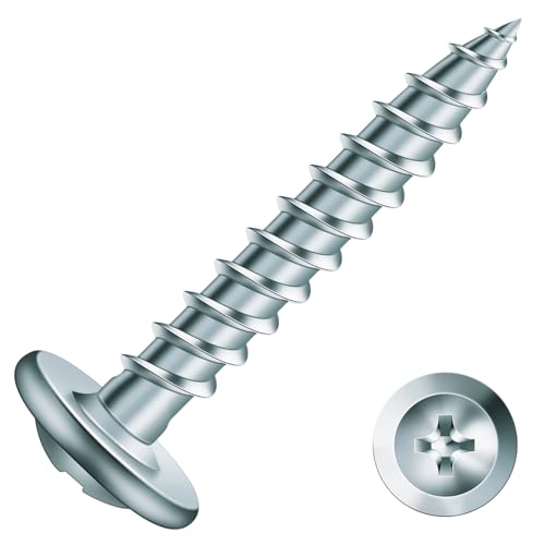 #8 x 1 Inch Wood Screw 500Pcs Alloy Steel Standard Thread Truss Head Fast Self Tapping by SG TZH - color: Silver - Alloy Steel, size: #8 x 1"