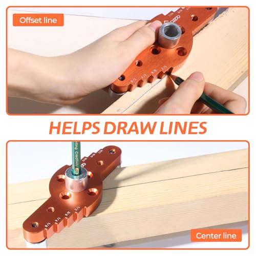 Dowel Jig Kit for Floating Shelf Bracket(& 1/2" x 11.8" Drill Bit), Self-centering Scriber(& 1/4", 5/16", 3/8" Drill Bit),Drill Guide for Hidden Shelf Brackets & Mantels,Centering Hole Drill