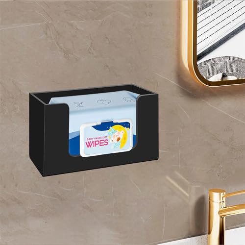 Wipe Holder Wall Mount Dispenser for Bathroom Tissue Box Acrylic Black - color: Black