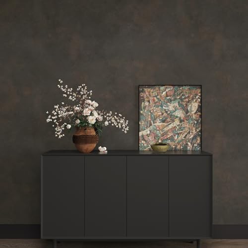 JSEVEM 31"×157" Extra Thick Wide Dark Brown Tan Charcoal Grey Rusty Concrete Wallpaper Peel and Stick Metallic Concrete Contact Paper Vinyl Matte Stickers for Bedroom Bathroom Living Room Office Walls - color: Dark Tan Grey, size: 31" x 157"