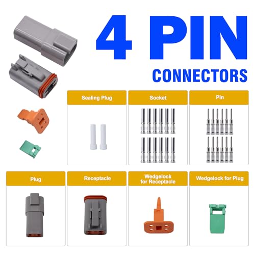 3 Sets Deutsch 4 Pin DT Connector Waterproof Electrical Wire Connector - style: 3 Sets 4 Pin