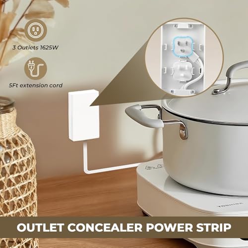 SakerPlus Outlet Concealer Power Strip Baby Proof, 5ft Ultra Flat Plug Cord - style: 5ft (AC ports)