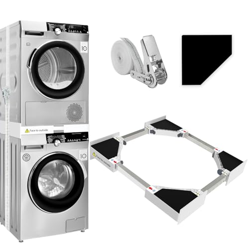 Washer Dryer Stacking Kit - Universal Stacking Kit for Washer and Dryer | Adjustable 29"/28"/27"/26"/25"/24" Washer and Dryer Stacking Kit with Ratchet Strap for Laundry Room - Space-Saving - style: Thickened Universal Stacking Kit