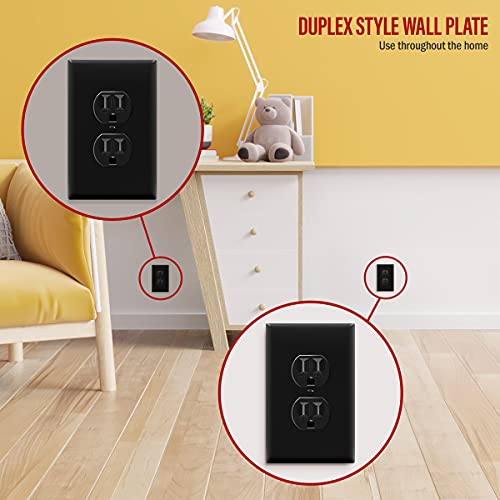 ENERLITES 10 Pack Mid-Size Duplex Outlet Covers Wall Plate, Black - color: Black, size: Mid-Size