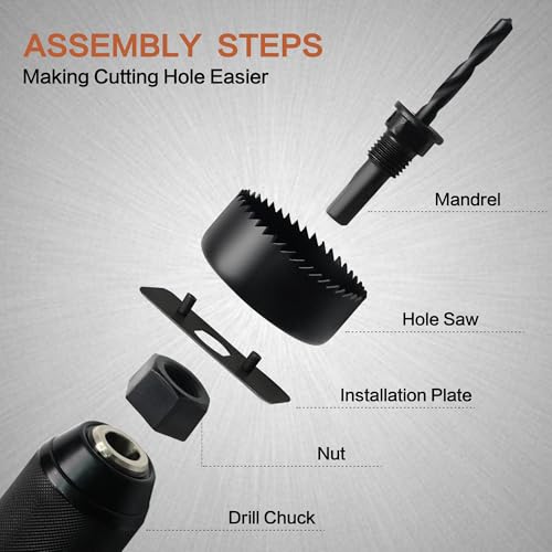 Hole Saw Set, 19Pcs Hole Saw Kit with 3/4" to 5" (19mm-127mm) Saw Blades, Mandrels, Drill Bits, Installation Plate, Hex Key, Ideal for Soft Wood, Plastic, PVC Board, Drywall with Storage Case - style: Hole Saw 19pcs