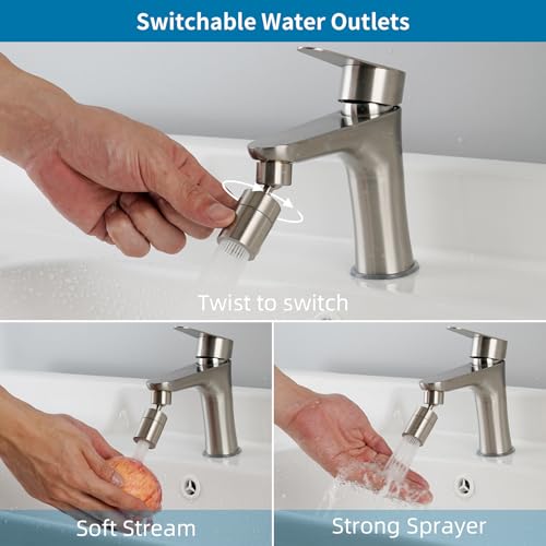 Hibbent NSF/ANSI/CAN 61 Certified Kitchen Faucet Aerator, Brushed Nickel - color: Brushed Nickel, style: Upgraded 360 Degree Faucet Aerator