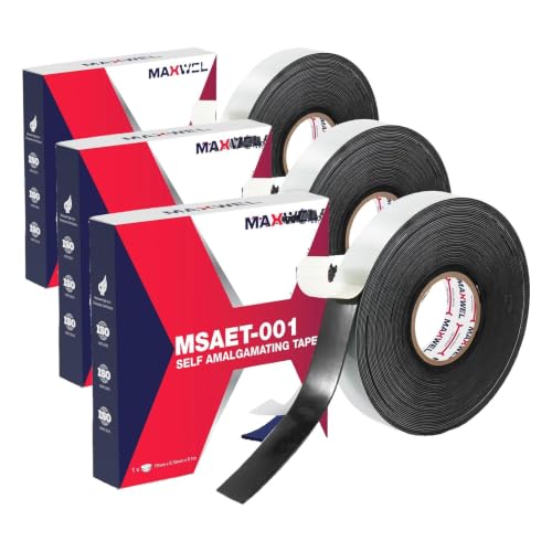 Self Amalgamating Rubber Splicing Tape - 3/4 Inch 10 Yards General Purpose Waterproof High Voltage Self Fusing Electrical Insulating Tape (Pack of 3) - size: 0.75 inches by 0.03 inches by 30 feet (Pack of 3)