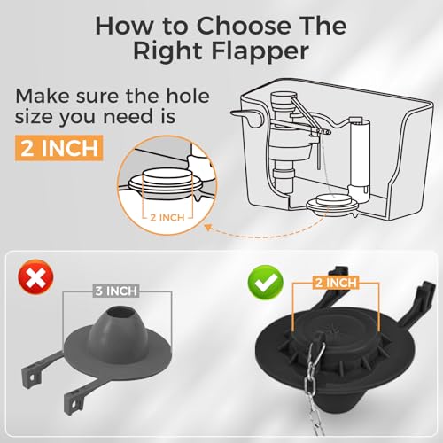 Universal Toilet Flusher Replacement Kit, Fill Valve, 2-Inch Flapper, Toilet Handle Lever, Adjustable, Quiet, Easy to Install, Complete Toilet Parts Inside Tank Kit (Black, 1-Pack) - color: Black