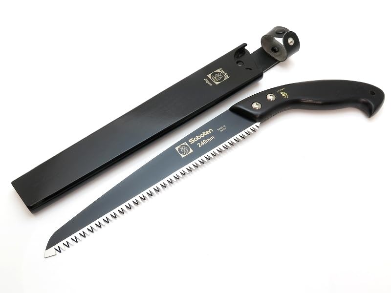Saboten Japanese Pruning Saw with Wood Sheath, Fluorine-Coated High-Carbon Steel Blade, Precision Pull Cut Hand Saw for Tree Branches – forest Originals, Made in Japan - size: 240mm (9.4 inch)