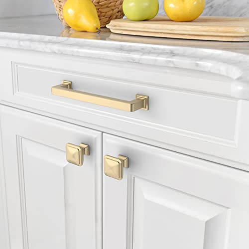 Amerdeco 10 Pack Brushed Brass Cabinet Pulls 5 Inch(128MM) Hole Centers Kitchen Cabinet Handles Cabinet Hardware Kitchen Handles for Cabinets Cupboard Handles Drawer Pulls ZH0019 - color: Brushed Brass, size: 5" Hole Center