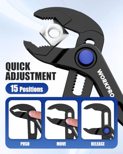WORKPRO Mini Water Pump Pliers, 4-Inch Groove Joint Pliers for Tight Spaces - color: Black