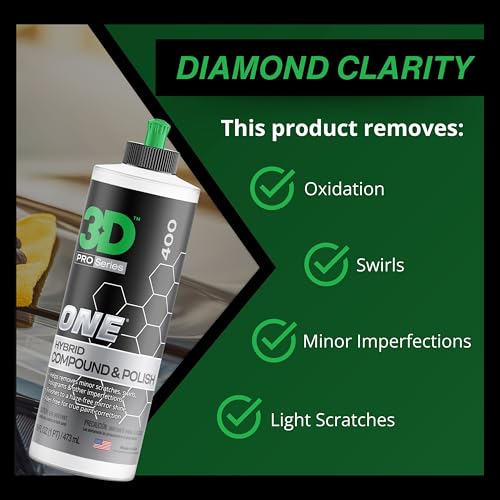 3D One Car Scratch & Swirl Remover Hybrid Rubbing Compound & Polish Buffing Compound for True Paint Correction 32oz Made in USA (Pack of 3) - size: 32 oz. (Pack of 3)