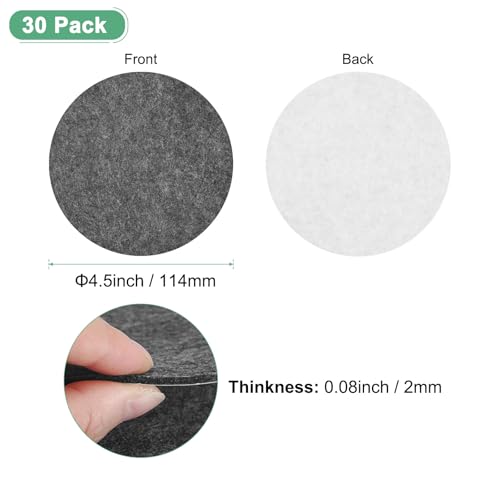 M METERXITY 30-Pack Lamp Base Felt, 4.5 Inch Dia. 2mm Thick Self Adhesive Round Fabric Felt Pads for Lamp/Furniture/DIY, Non-Slip Fiber Backed Patch Circles with Adhesive Backing [Grey] - color: Grey, size: 4.5" Dia