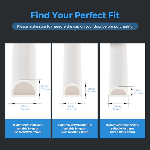 Ravinte Weather Stripping Door Seal Strip, 23 FT D-Shaped Silicone, White - color: White, size: 3/8" W × 5/16" T x 23FT