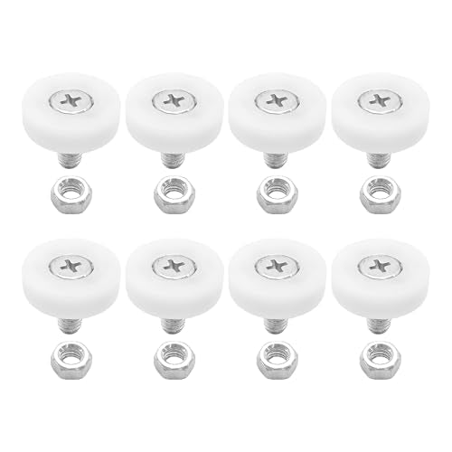 8Pcs 19mm Drawer Rollers, Nylon Drawer Pulley Replacement Wheels with Bearings and Nuts, Small Slide Roller for Cabinet, Sliding Door, Filing Cabinet, Smooth Drawer Positioning Guide - size: 19mm