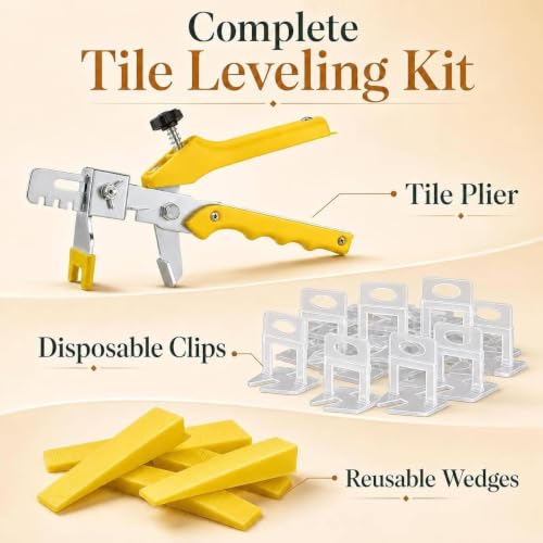 DGSL Tile Leveling System with Plier, 600 Tile Spacers 1/8" and 200 Wedges - size: 1/8 Inch * 600 Spacers