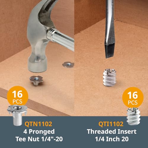 POWERTEC 71127 128 Piece Set T Track Knob Kit w/ 5 Star Knob, 1/4-20 Threaded bolts and Washers, T Track Accessories for Woodworking Jigs and Fixtures - size: Pack of 1, style: 128 pcs