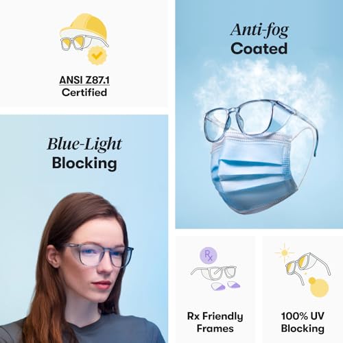 Stoggles Square Z87.1 Certified Polycarbonate Safety Glasses, Anti-Fog - color: Moss, size: Medium