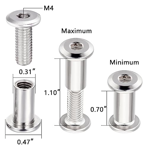 50pcs M6x15mm Silver Furniture Bolts Hex Screw for Furniture Assembly - size: M6x15mm