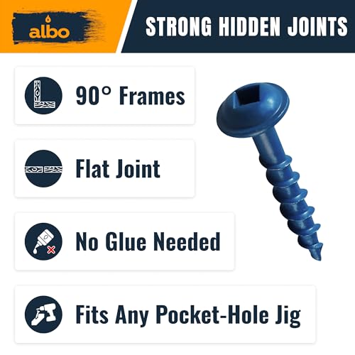 ALBO 500 PCS #8 x 1 Pocket Hole Screws, Heavy Duty Carbon Steel, Zinc Coated, Square Drive Wood Screws for Strong Wood Joinery, Cabinets & DIY Projects - color: Blue, size: #8 x 1"
