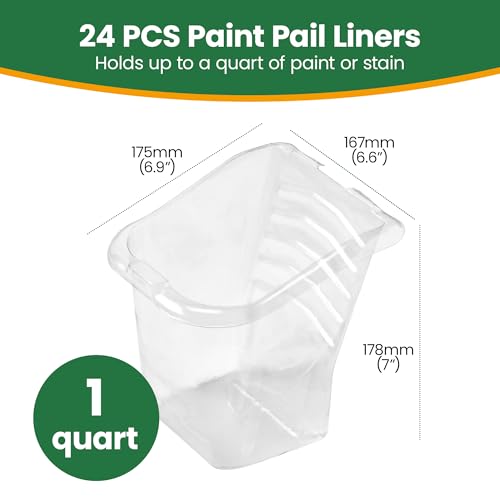VOOMEY 24PCS Paint Pail Liners, Plastic Disposable Bucket Liner Set for Paint Cups,Holds Up to A Quart of Paint or Stain(Only Applicable to VOOMEY 4 inch Handheld Paint Cup) - size: 24 Pcs Paint Pail Liners