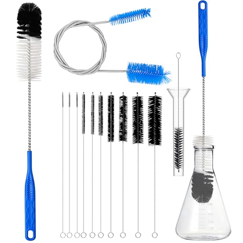 12Pcs Glass Tube Pipe Cleaners Brush Kit,Long Nylon Straw Brush